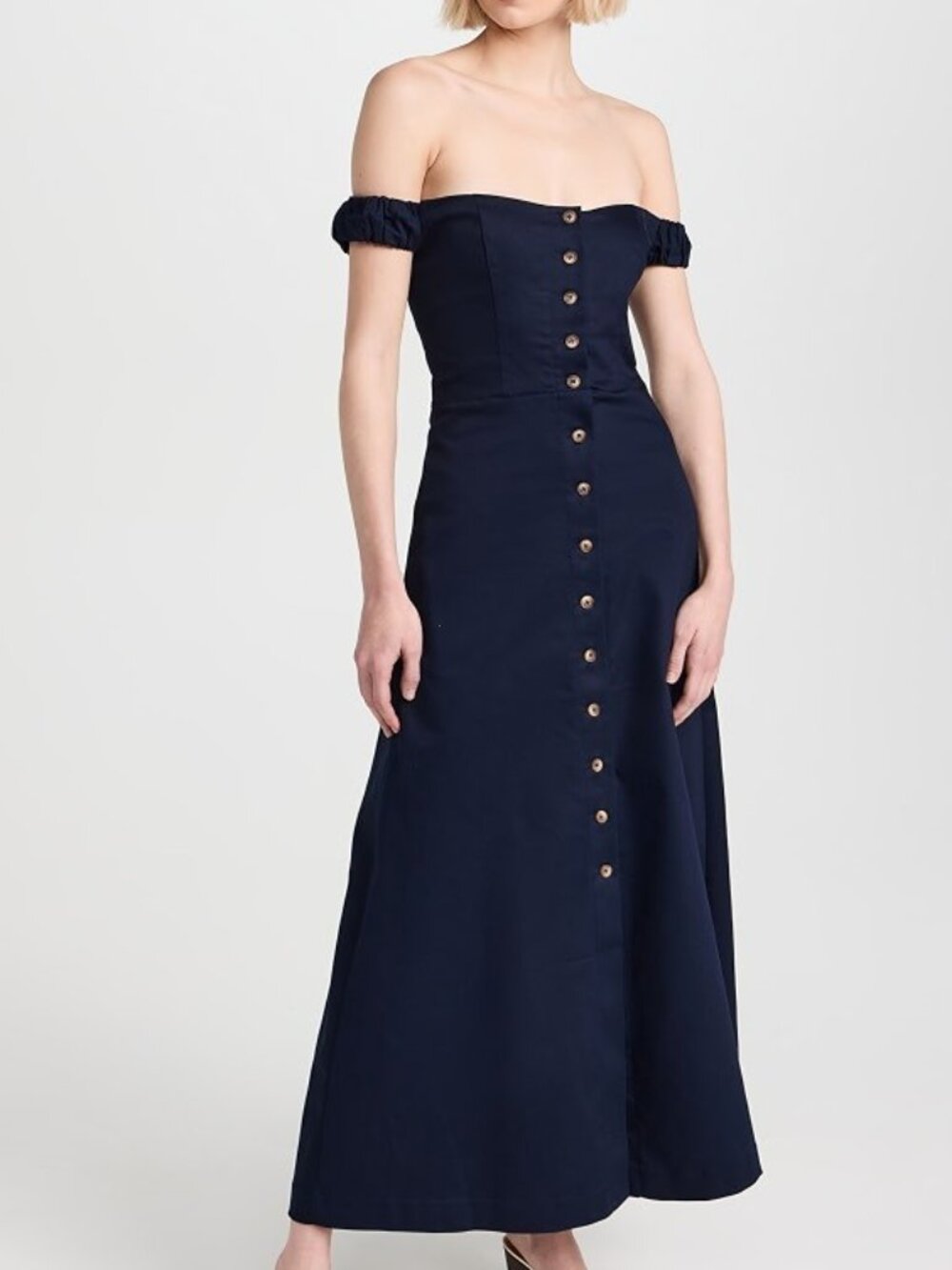 Favorite Daughter The Lovesick Dress Navy Button Front Midi 0
